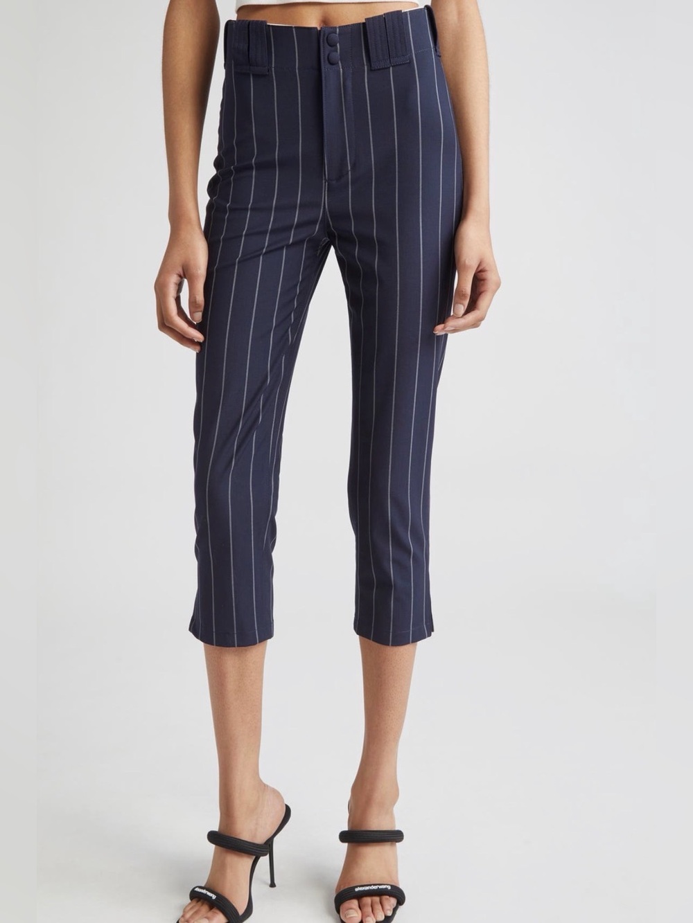 Alexander Wang Pinstripe High Waist Baseball Capri Pants